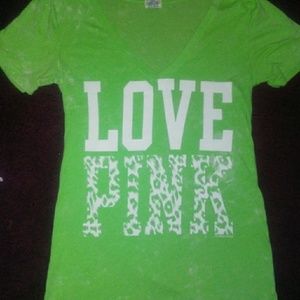 Lime green love pink tshirt